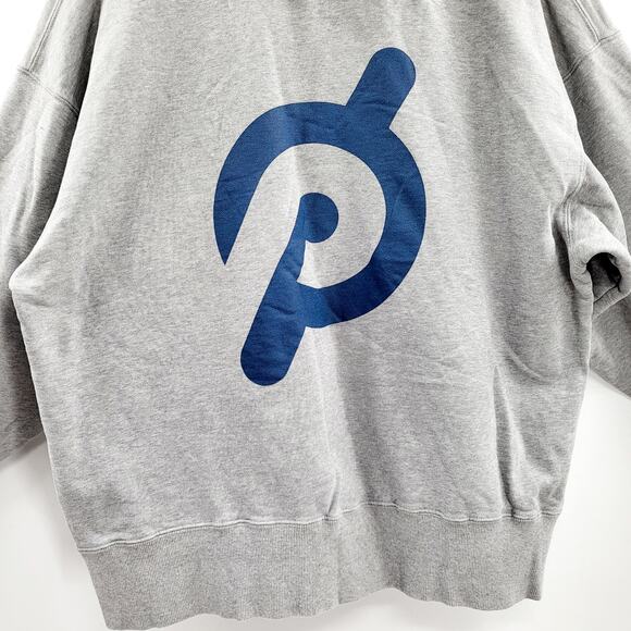 Peloton Gray Blue Quarter-Zip Large Logo Embroidered Sweatshirt Hoodie Men's M - Picture 5 of 8